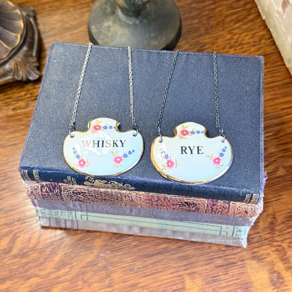 Vintage Bone China Floral Liquor Tags Made in England - Picture 5 of 13